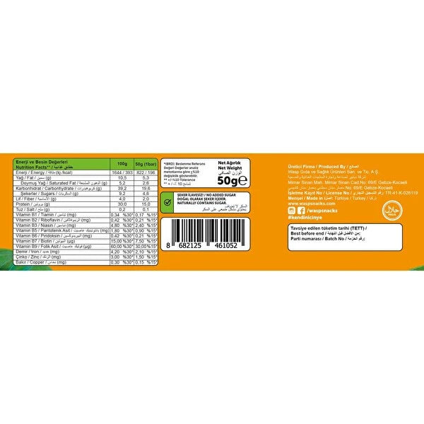 Waspco Arı Polen Yer Fıstığı Ve Kakaolu Protein Bar 50 G
